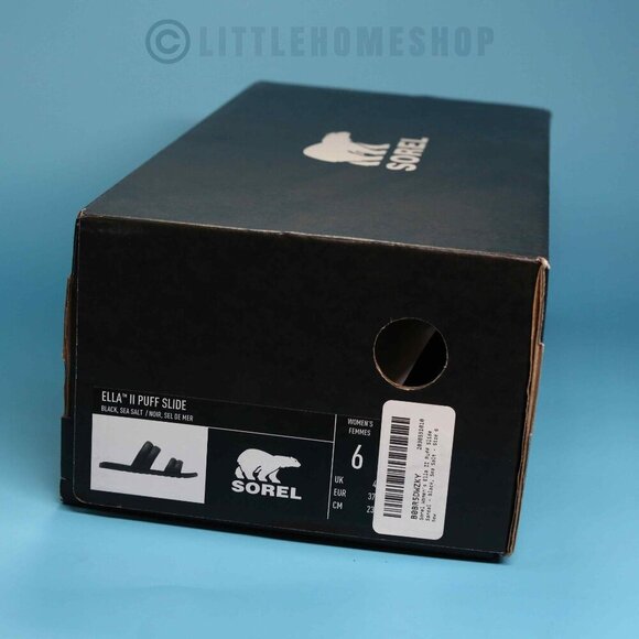 New! Sorel Ella II Puff Slide in Black, Size 6 - Picture 2 of 8